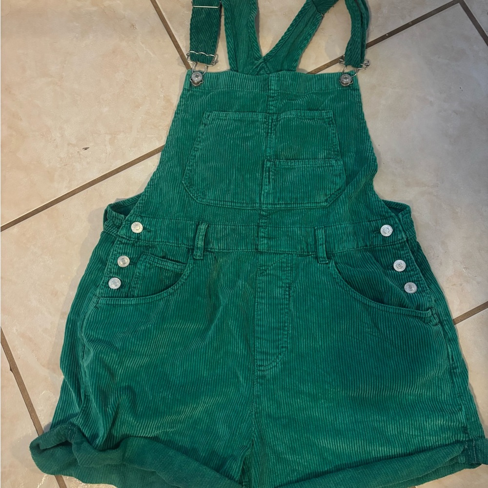 We The Free - Ziggy Green Corduroy Short Overalls freepeople